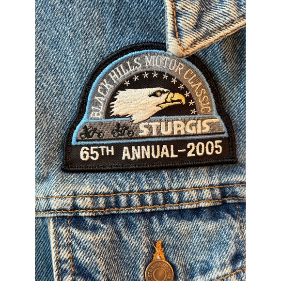 Vintage Levis‎ Womens Denim Vest Size L Harley Sturgis 2005 Biker Patches - Picture 3 of 11